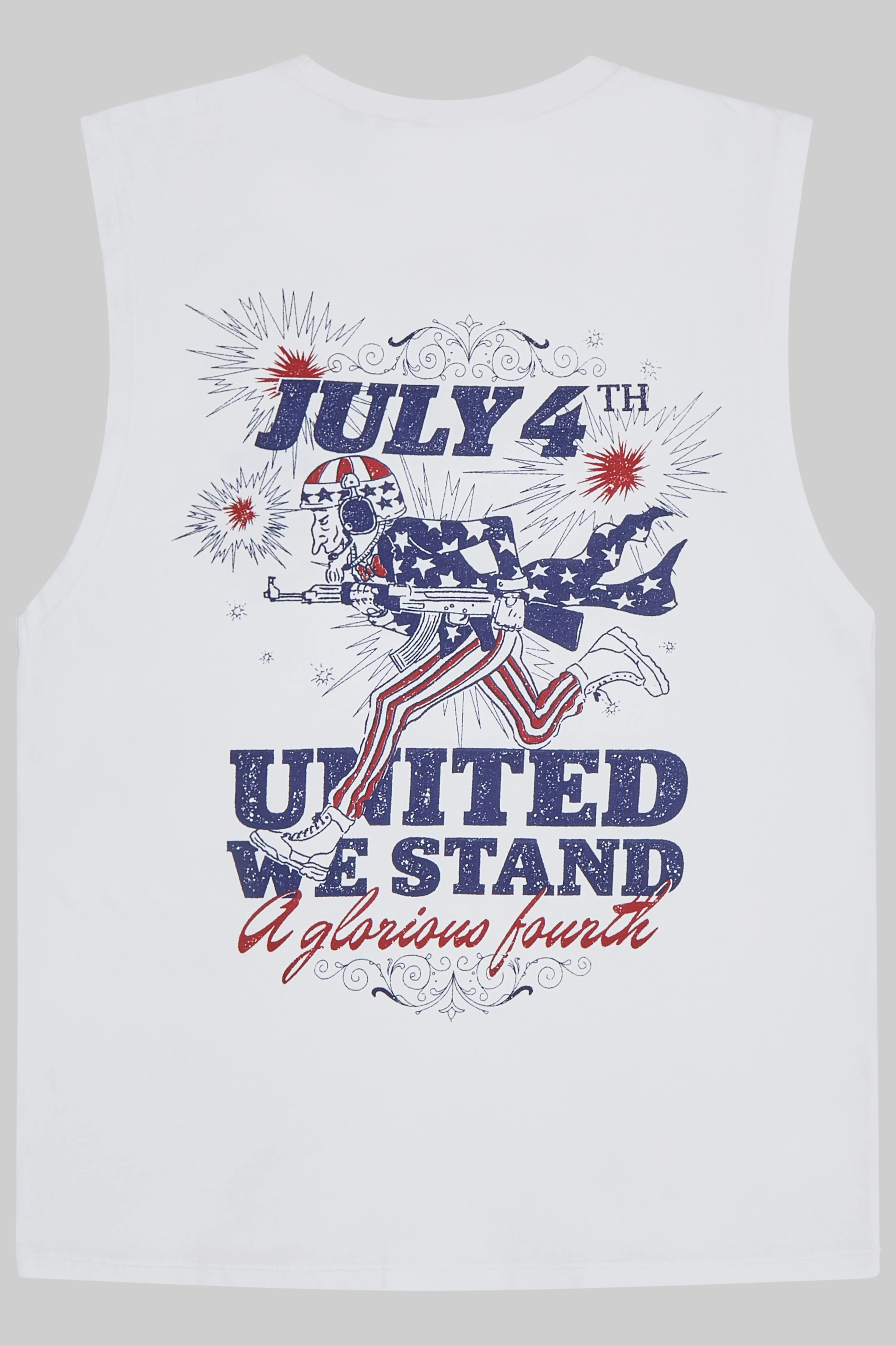 4th July Sleeveless T-Shirt White - Image 3