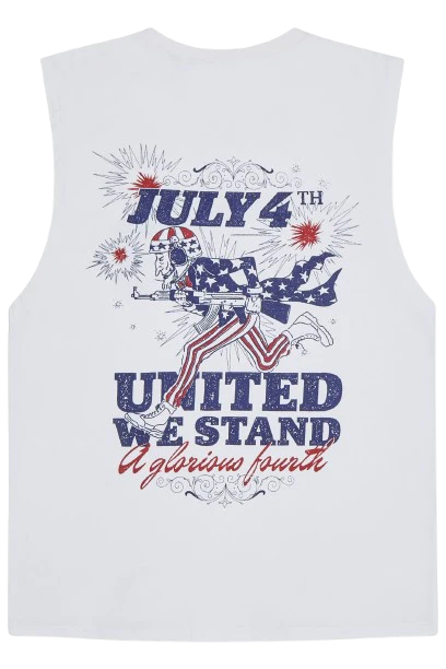 4th July Sleeveless T-Shirt White - Image 8