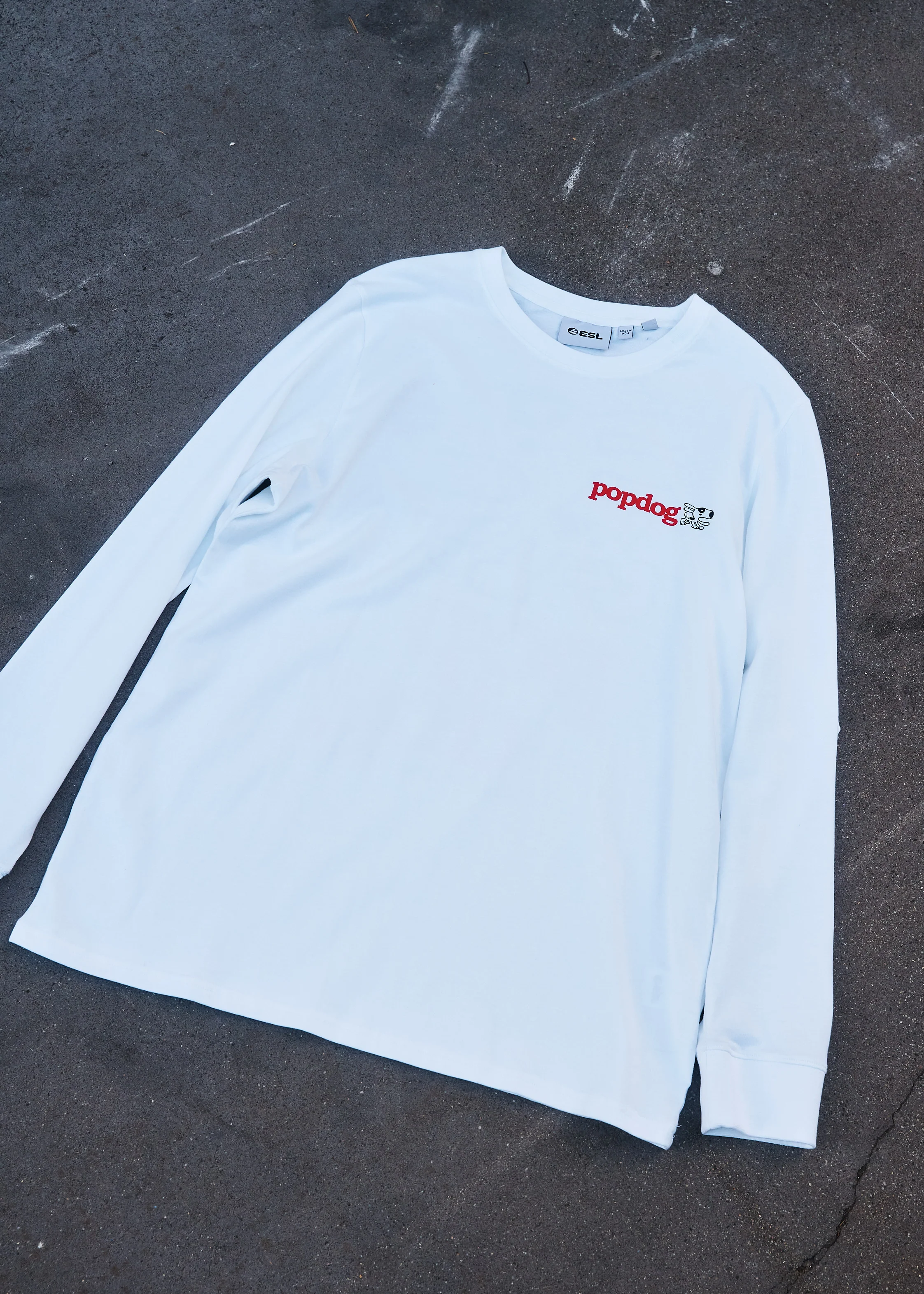 CS Pop Dog Long Sleeve T-Shirt White - Image 3