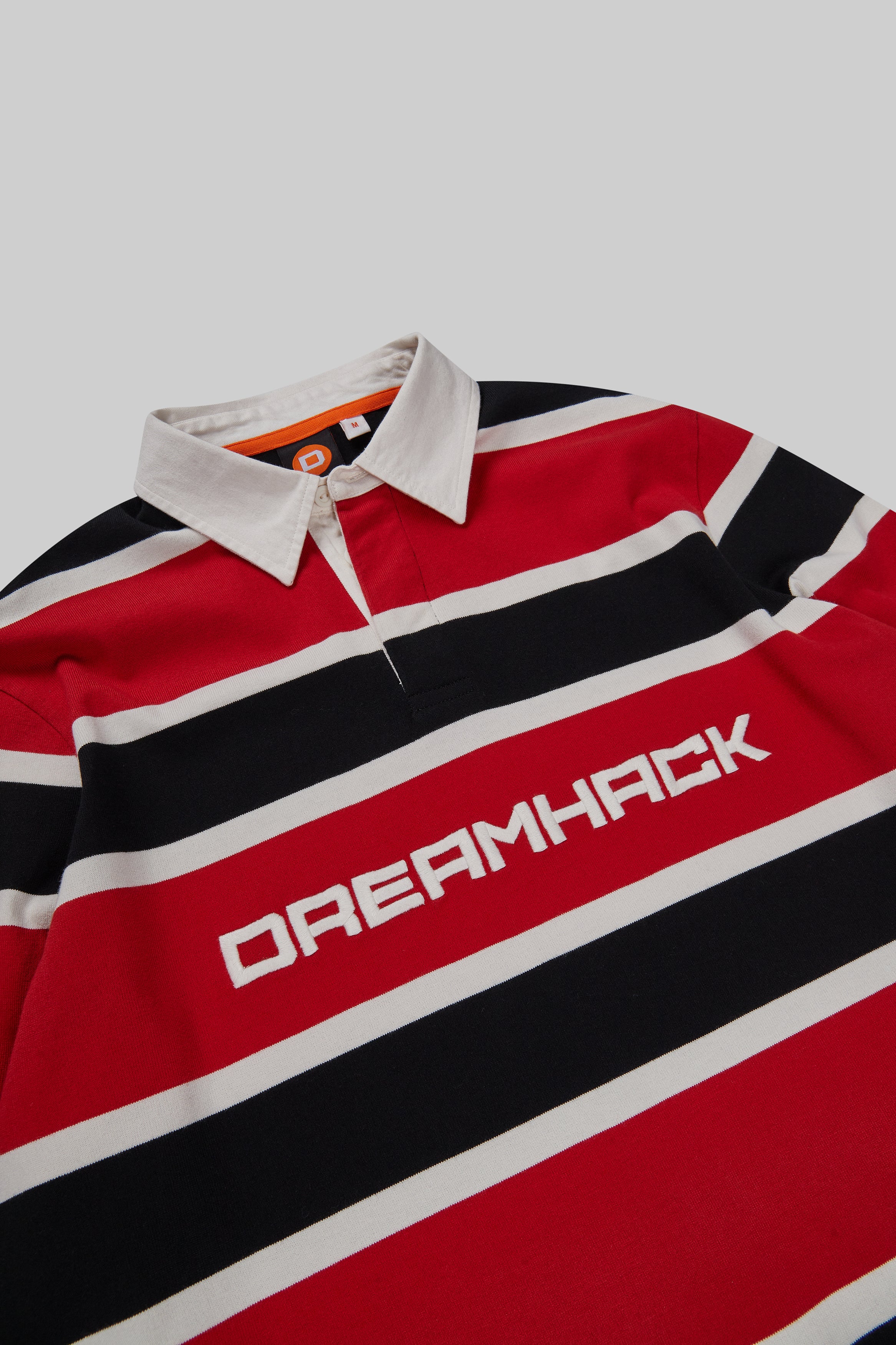 DreamHack Pixel Grind Stripe Rugby Shirt Red - Image 3