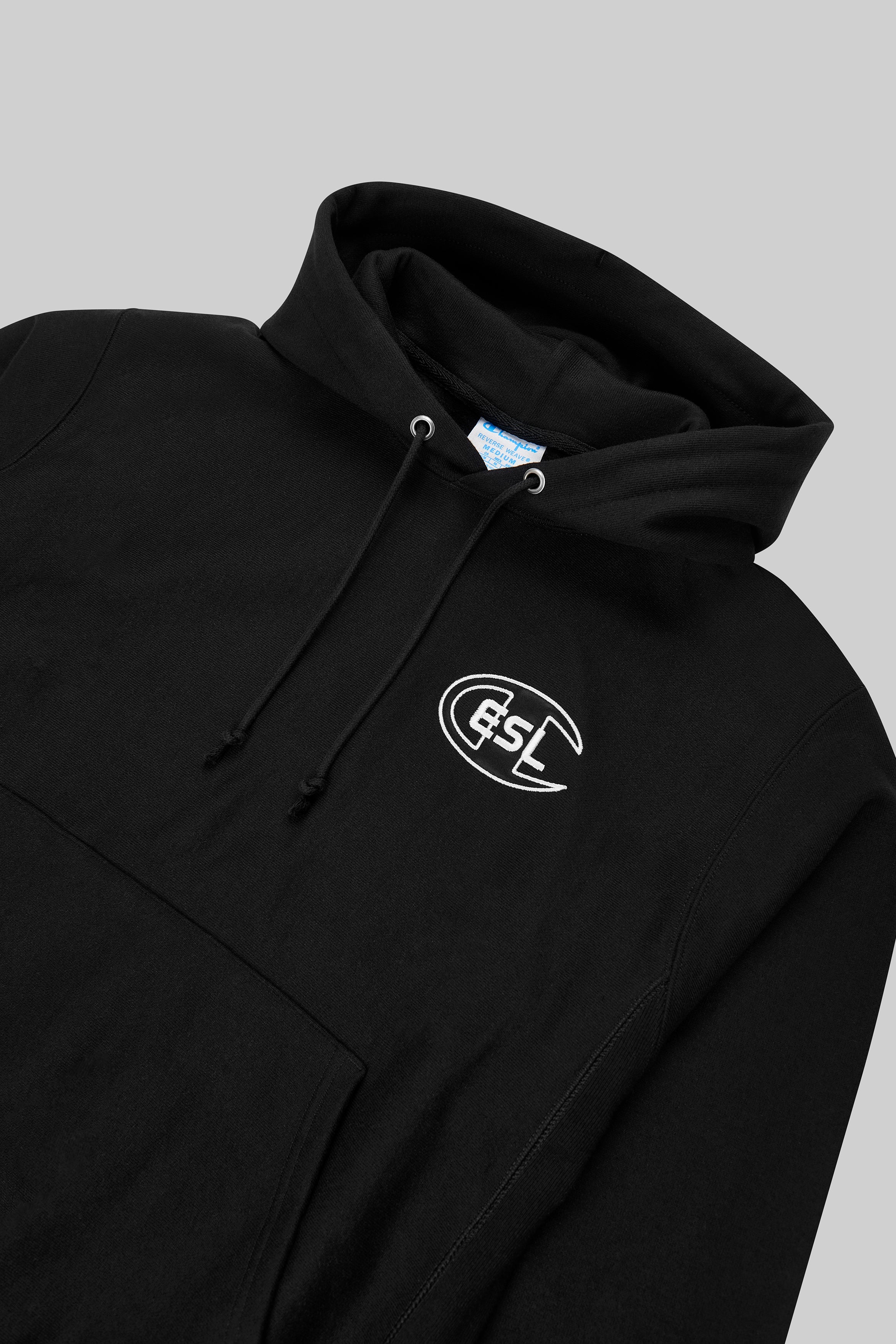 ESL x Champion Graphic Pullover Hoodie Black - Image 3