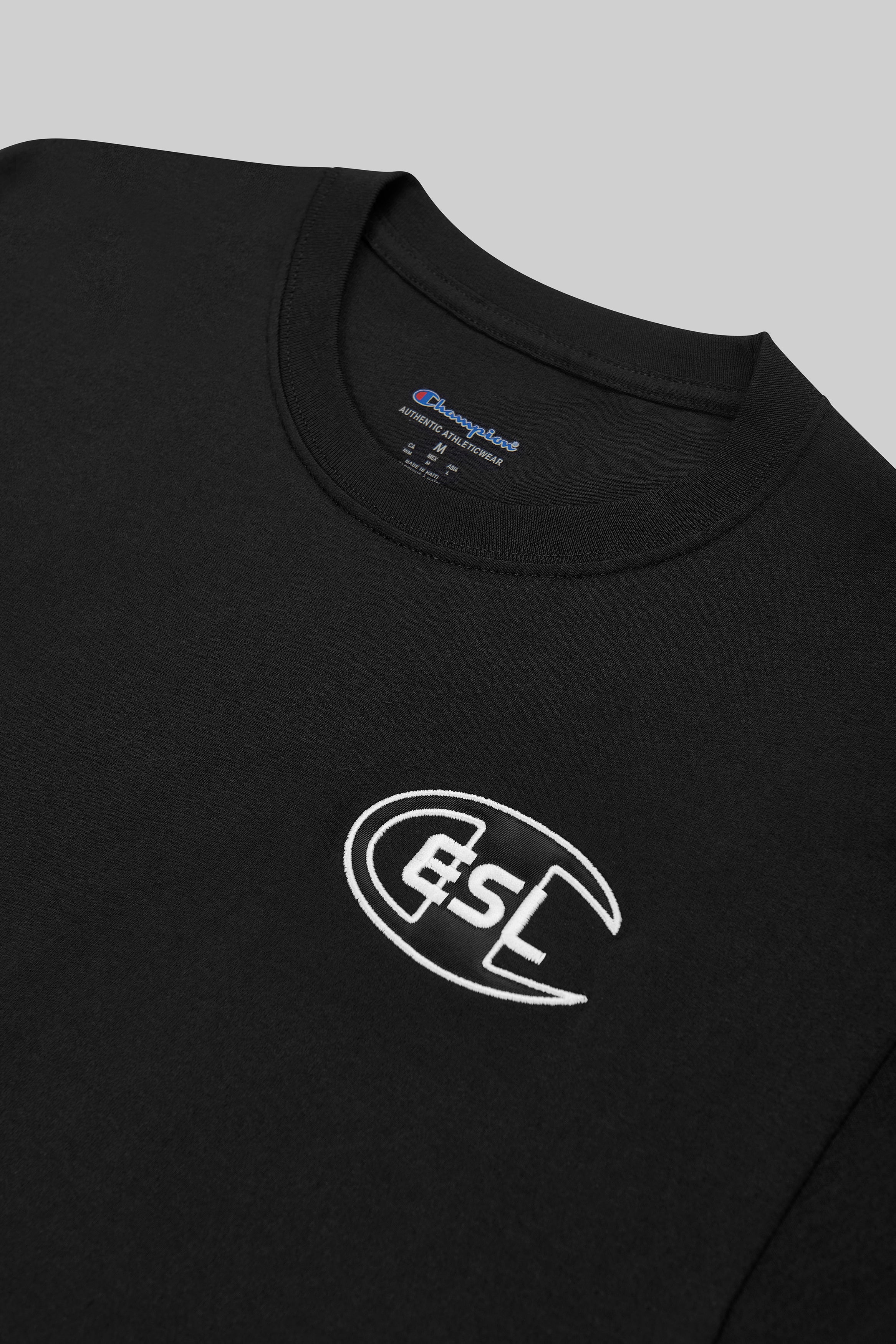 ESL x Champion Graphic Short Sleeve T-Shirt Black - Image 5