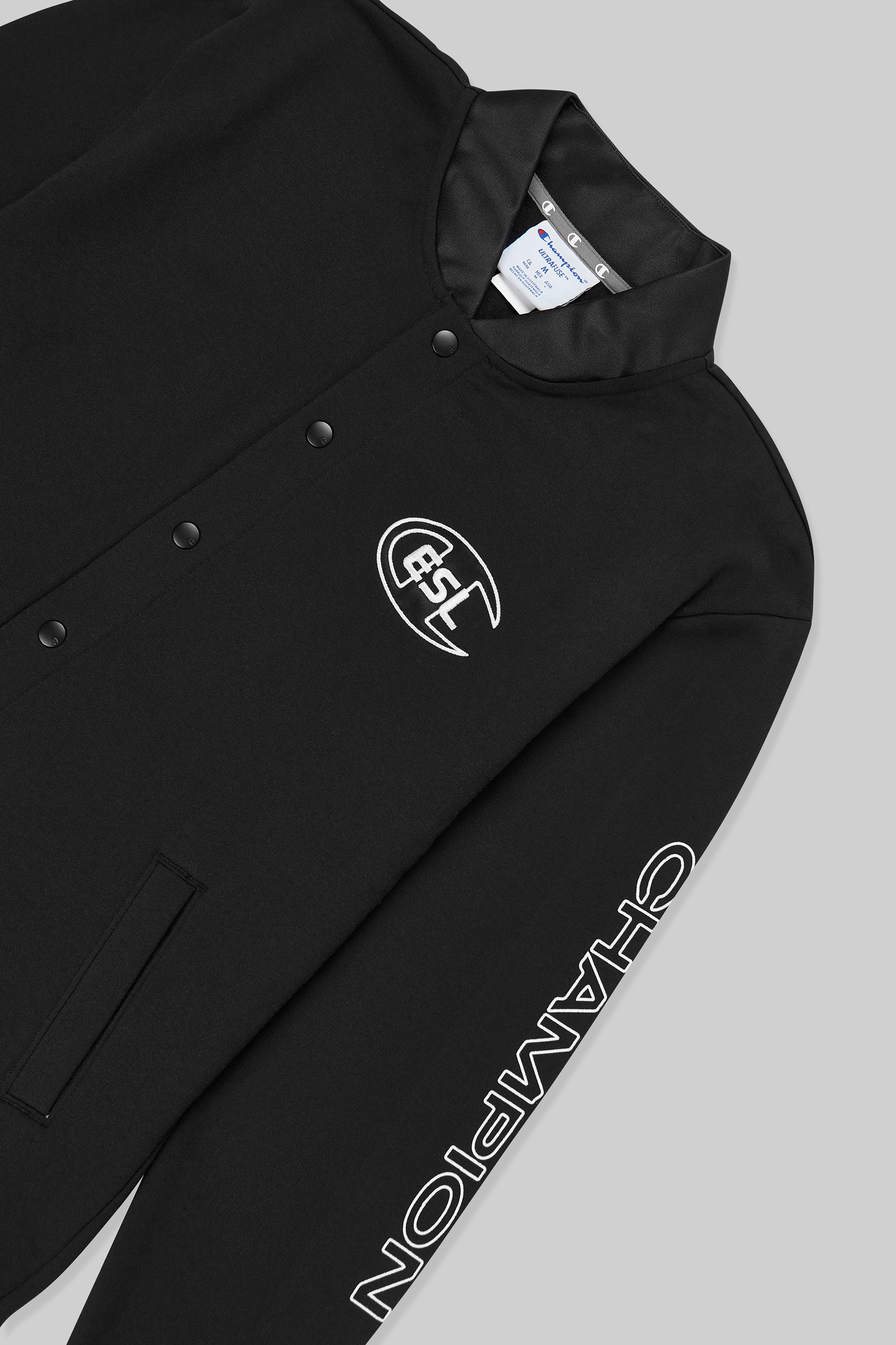 ESL x Champion Letterman Jacket Black - Image 5