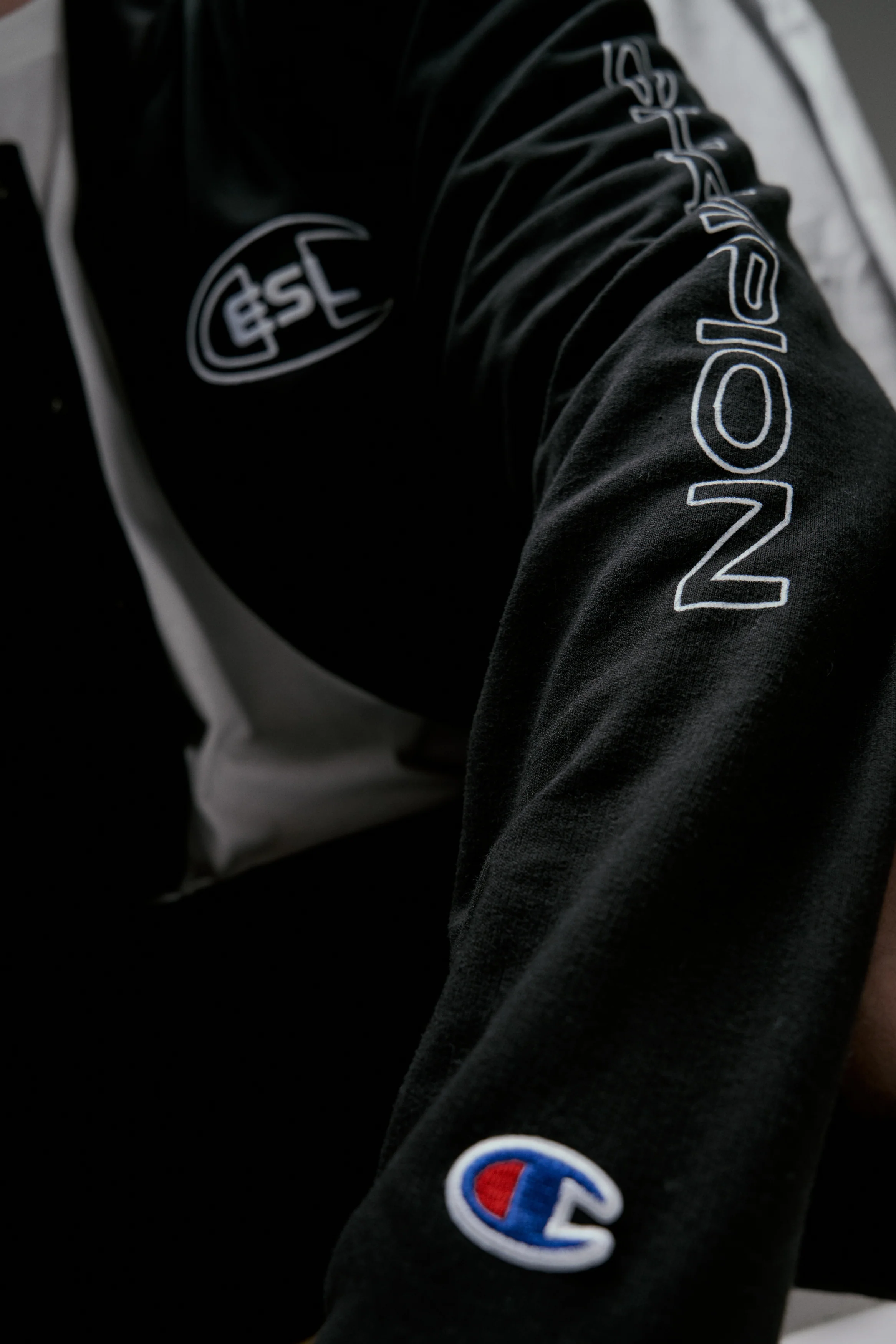 ESL x Champion Letterman Jacket Black - Image 8