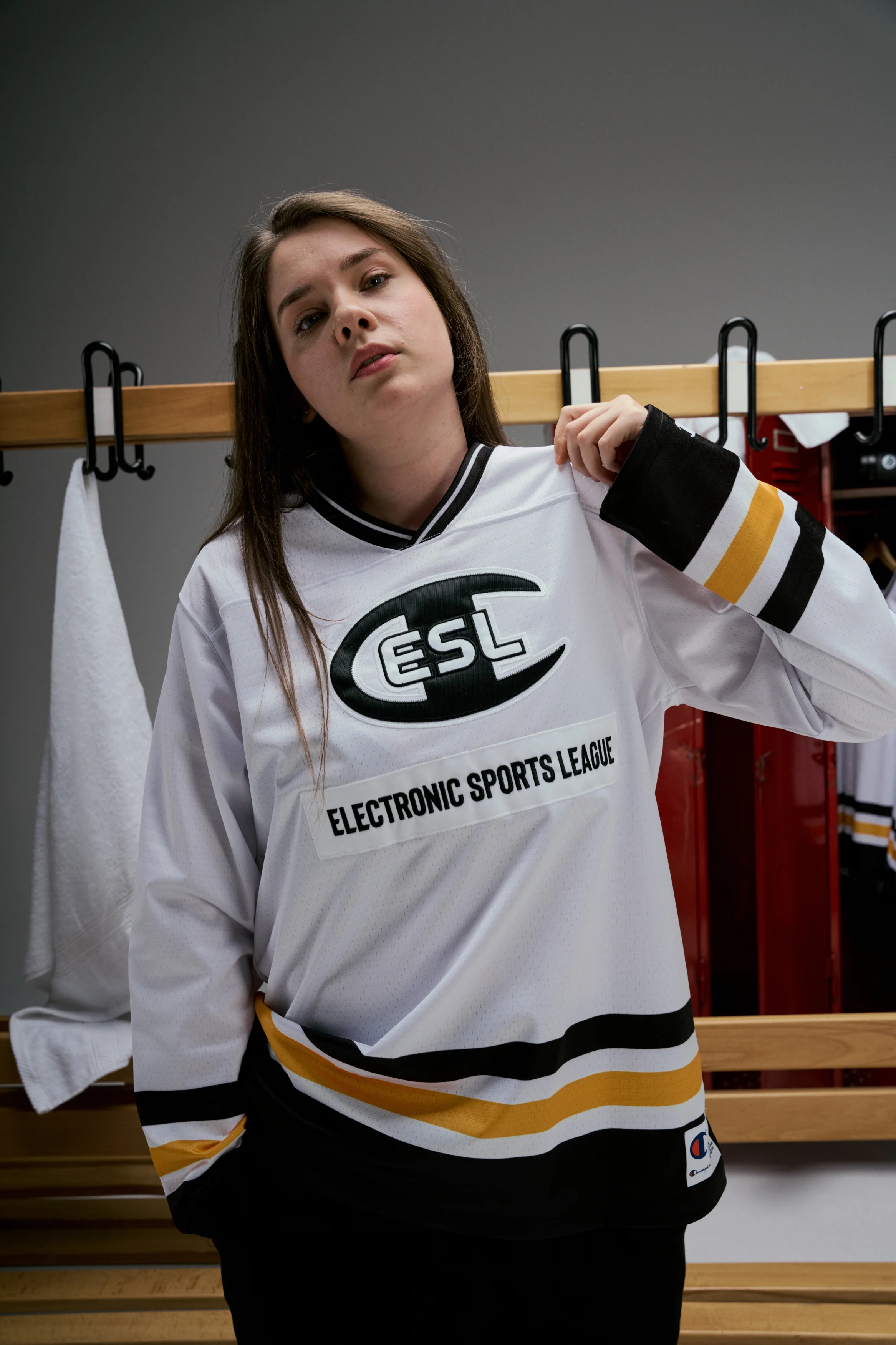 ESL x Champion Patch Hockey Jersey White - Image 3